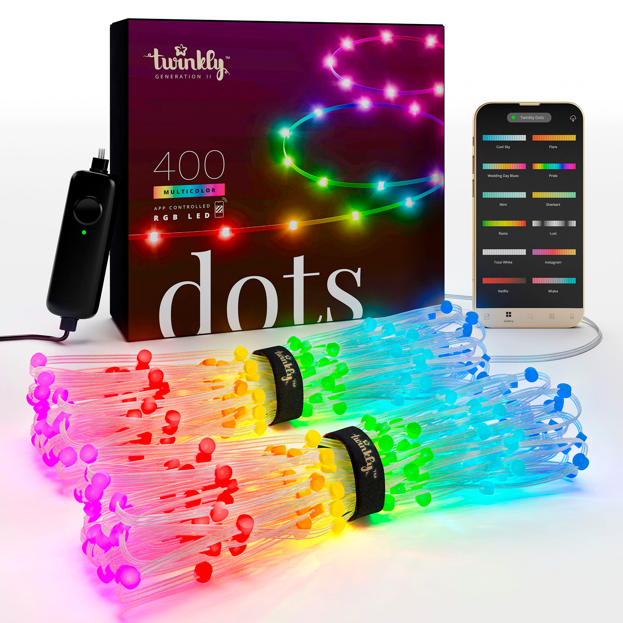 Twinkly - Dots 400 RGB LED USB Flexible Light String (Gen II) - Multi