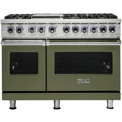 Viking - 48"W 7-Series Dual Fuel Self-Clean Range-6 Burners + Griddle - Cypress Green