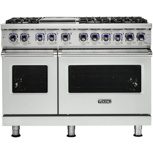 Viking - 48"W 7-Series Dual Fuel Self-Clean Range-6 Burners + Griddle - LP - Frost White