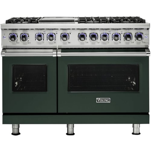 Viking - 48"W 7-Series Dual Fuel Self-Clean Range-6 Burners + Griddle - LP - Green