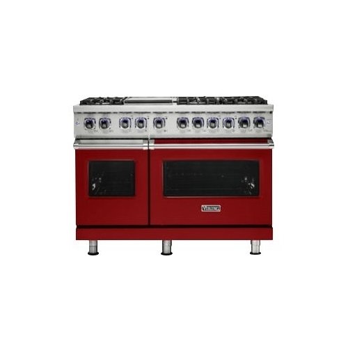 Viking - 48"W 7-Series Dual Fuel Self-Clean Range-6 Burners + Griddle - San Marzano Red