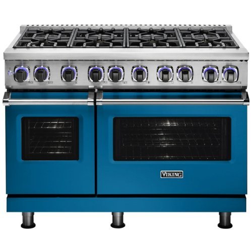 Viking - 48"W 7-Series Dual Fuel Self-Clean Range-8 Burners-LP - Alluvial Blue