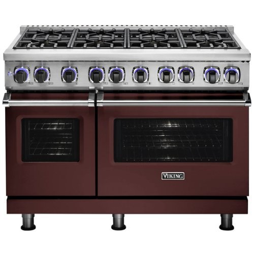 Viking - 48"W 7-Series Dual Fuel Self-Clean Range-8 Burners-LP - Kalamata Red