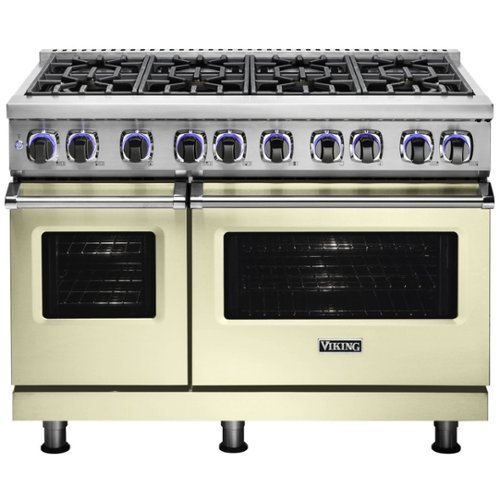Viking - 48"W 7-Series Dual Fuel Self-Clean Range-8 Burners - Vanilla Cream