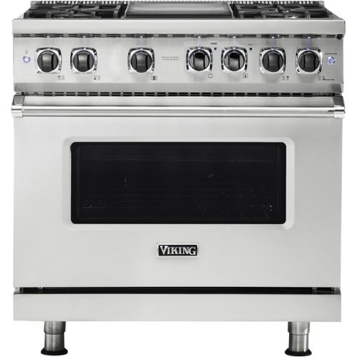 Viking - 5-Series 5.6 Cu. Ft. Self-Cleaning Freestanding Dual Fuel Convection Range - Stainless Steel