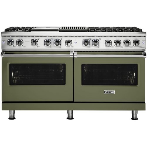 Viking - 5-Series Dual Fuel Self-Clean 60"W Sealed Burner Range - Cypress Green