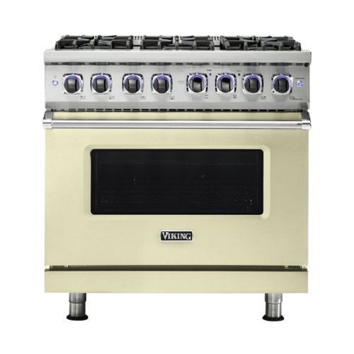 Viking - Freestanding 7 Series Dual Fuel Self-Clean 36"W Range - Vanilla Cream
