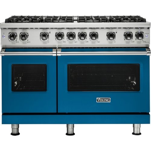 Viking - Professional 5 Series 6.1 Cu. Ft. Freestanding Double Oven LP Gas Convection Range - Alluvial Blue