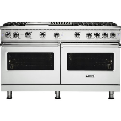 Viking - Professional 5 Series 8 Cu. Ft. Freestanding Double Oven LP Gas Convection Range - Frost White