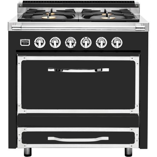 Viking - Tuscany 3.8 Cu. Ft. Freestanding Dual Fuel True Convection Range - Cast Black