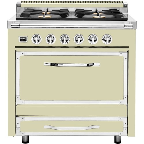 Viking - Tuscany 3.8 Cu. Ft. Freestanding Dual Fuel True Convection Range - Vanilla Cream