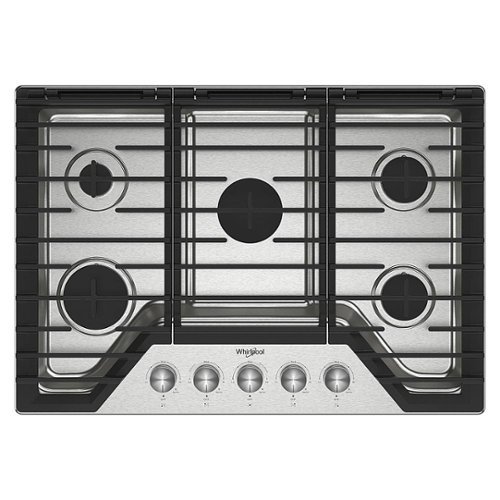 Whirlpool - 30" Built-In Gas Cooktop with 5 Burners and EZ-2-Lift Hinged Cast-Iron Grates - Stainless Steel