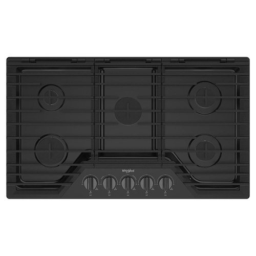 Whirlpool - 36" Built-In Gas Cooktop with 5 Burners and EZ-2-Lift Hinged Cast-Iron Grates - Black Stainless Steel