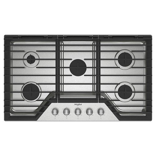 Whirlpool - 36" Built-In Gas Cooktop with 5 Burners and EZ-2-Lift Hinged Cast-Iron Grates - Stainless Steel