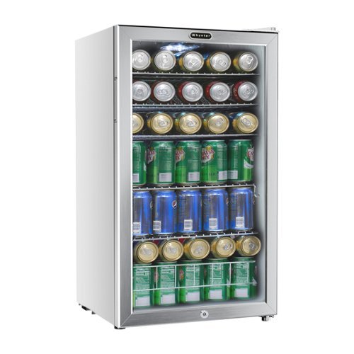Whynter - 120-Can Beverage Refrigerator - White cabinet with stainless steel trim