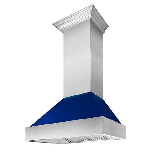 ZLINE - 48" DuraSnow® Stainless Steel Range Hood with Blue Gloss Shell (8654BG-48) - Silver