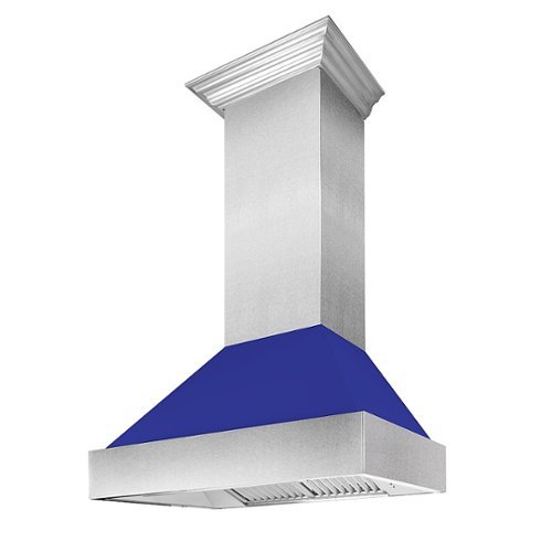 ZLINE - 48" DuraSnow® Stainless Steel Range Hood with Blue Matte Shell (8654BM-48) - Silver