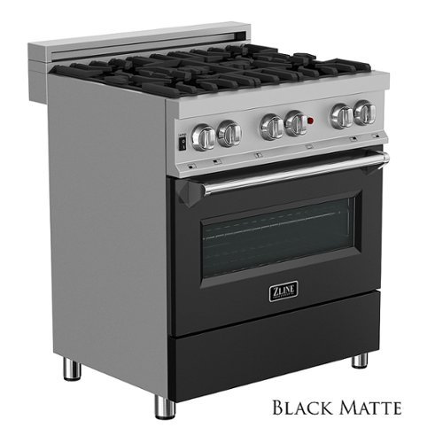 ZLINE - Dual Fuel Range with Gas Stove and Electric Oven, Fingerprint Resistant - Stainless Steel/Black Matte Door