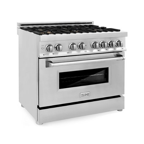 ZLINE - Dual Fuel Range with Gas Stove and Electric Oven - Stainless Steel with Brass Burners