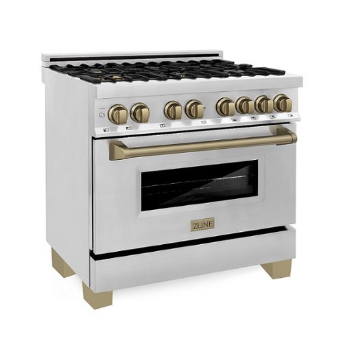 ZLINE - Dual Fuel Range with Gas Stove and Electric Oven - Stainless Steel with Champagne Bronze Accents