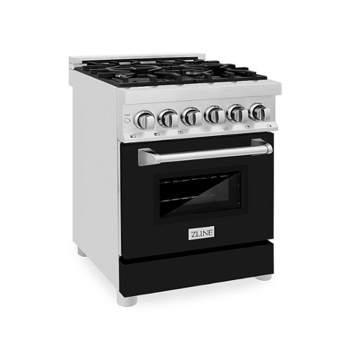 ZLINE - Dual Fuel Range with Gas Stove and Electric Oven in Stainless Steel and Black Matte Door - Multicolor