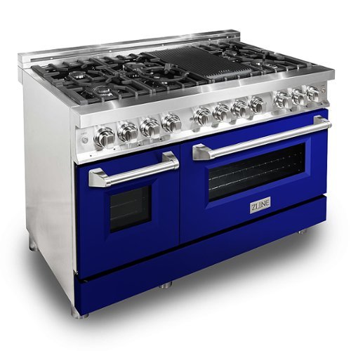 ZLINE - Professional 6 Cu. Ft. Freestanding Double Oven Dual Fuel Range - Blue Gloss