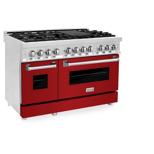 ZLINE - Professional 6 Cu. Ft. Freestanding Double Oven Dual Fuel Range - Gloss Red