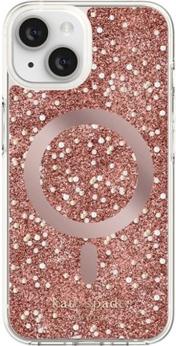 kate spade new york - Protective Hardshell Magsafe Case for iPhone 14 and iPhone 13 - Chunky Glitter Rose Gold